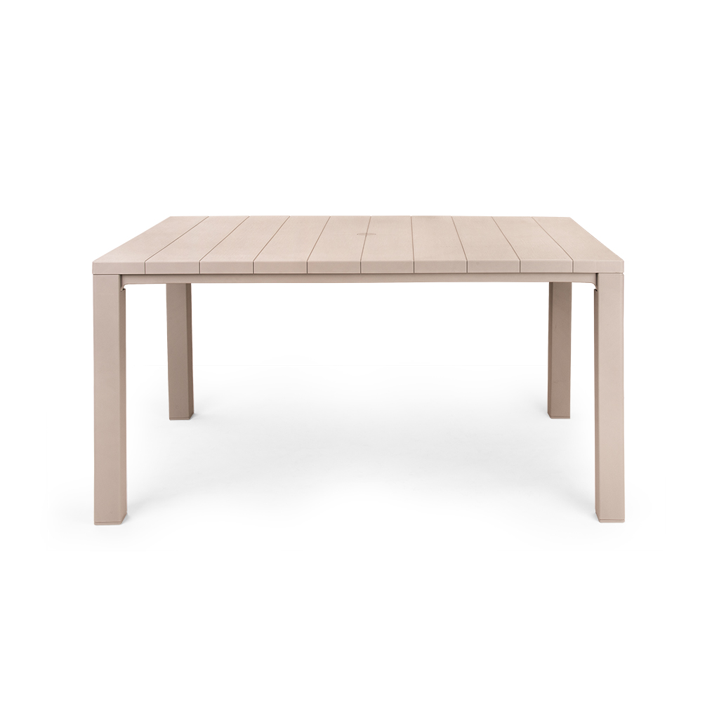 میز پلاستیکی چهارگوش بژ رنگ با طراحی مینیمالیستی